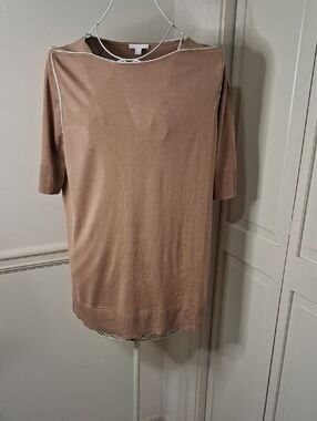 COS Neutral Tan Short-Sleeve Knit Top